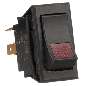 Illuminated Rocker Switch with Red Lens – SPST, On-Off, 4 Blades