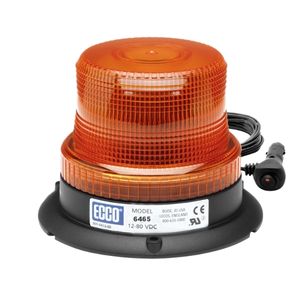 Low-Profile Mag-Mount LED Beacon w/ Cig Plug and Pulse8 Flash Pattern - Class III, 12-80V, 85FPMx8 (Amb)