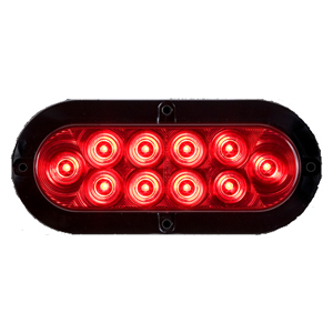 Flange-Mount 7-1/2" Oval LED Parking/Turn Signal Light - 10 Diodes, Hardwired, 12V (Red)