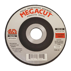 MegaCut® Depressed Center Metal Wheel - Aluminum Oxide - Type 27 Grinding Wheel