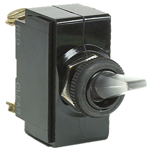 Illuminated Weather-Resistant Toggle Switch with Red Actuator – SPST, On-Off, 4 Screws
