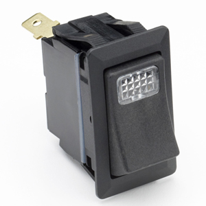 Illuminated Weather-Resistant Rocker Switch with Clear Lens – SPST, Off-On, 3 Blades
