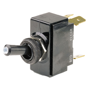Illuminated Toggle Switch with Red LED – SPST, On-Off, 4 Blades