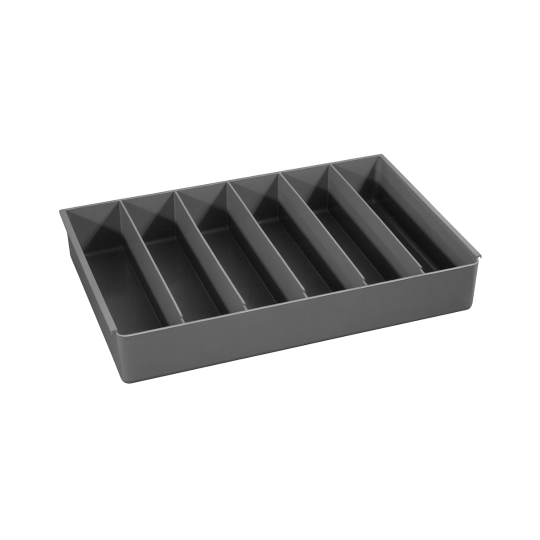 Large 6 Vertical Compartment Insert – Gray Polypropylene