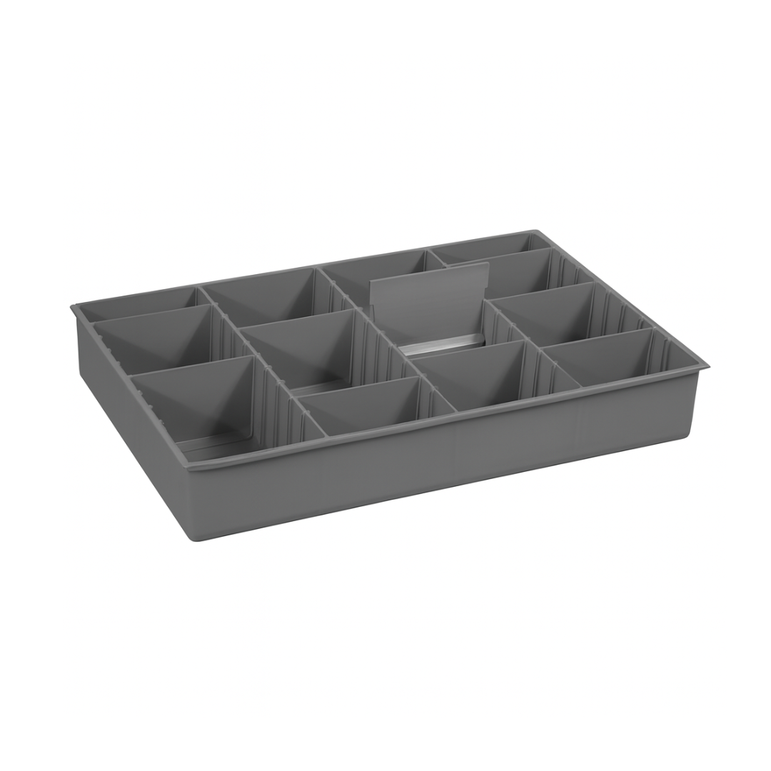 Durham Large Adjustable Compartment Insert, 9-Divider Polypropylene Gray