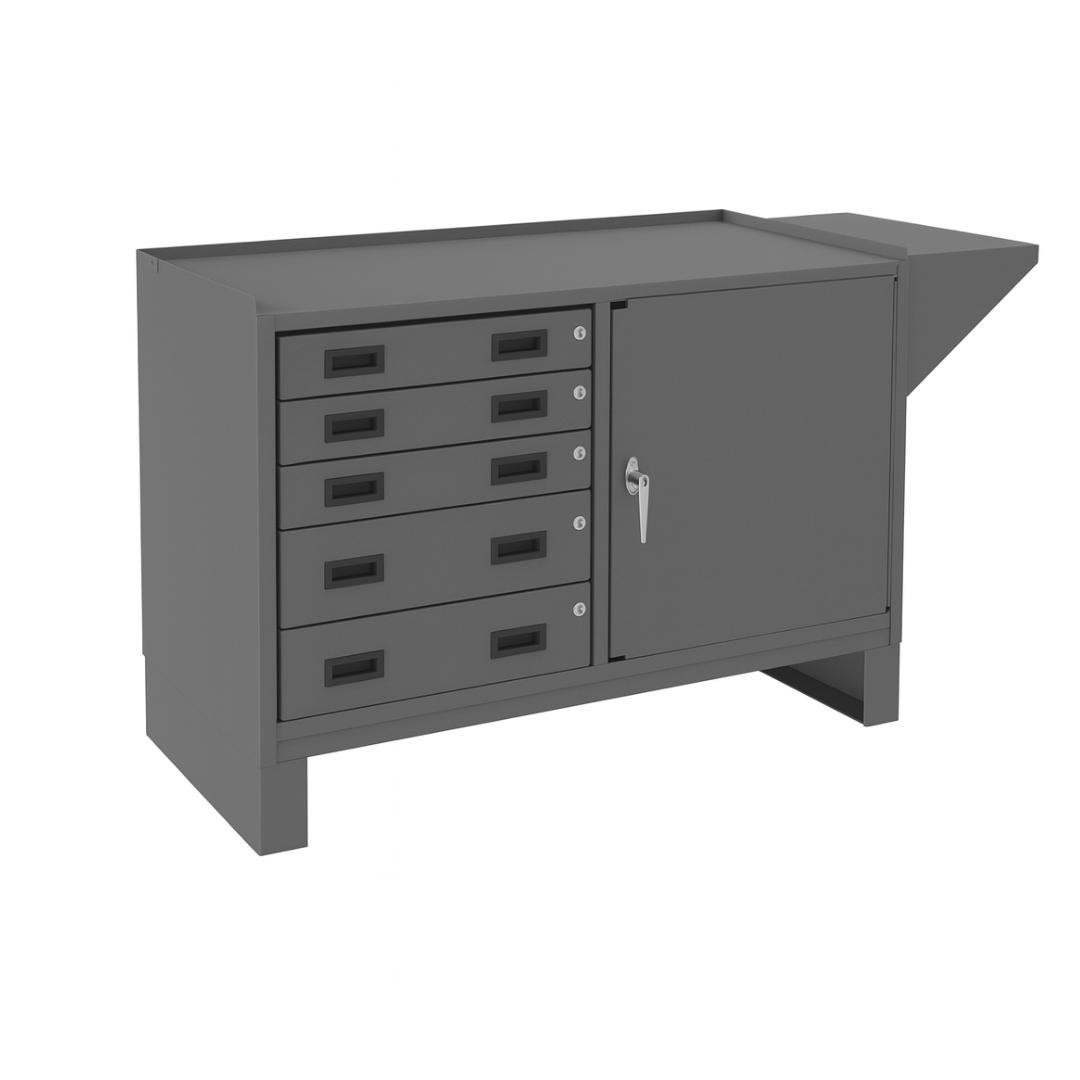 Stationary Workstation with Drawers and Shelf