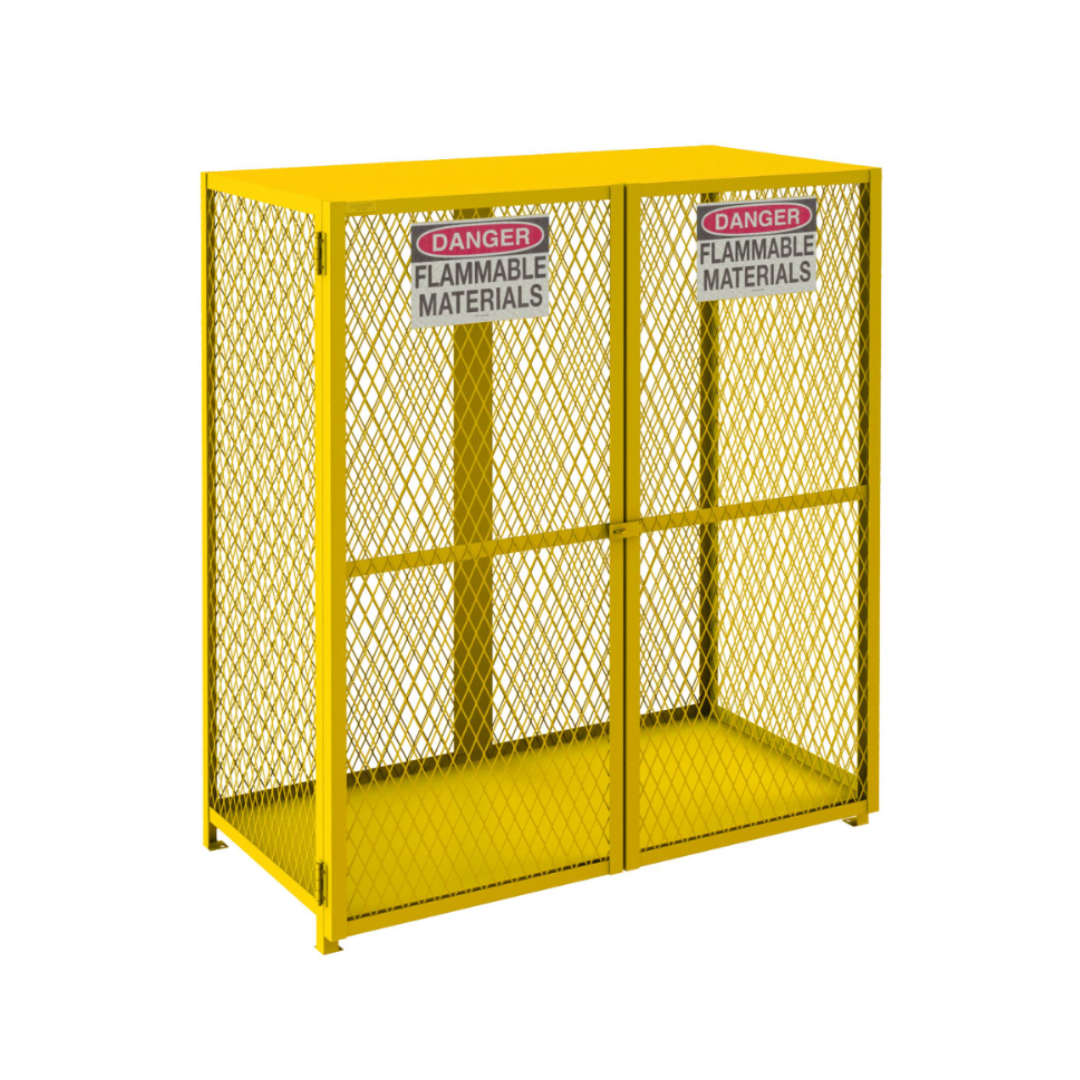 Vertical eighteen-cylinder gas storage cabinet, manual close