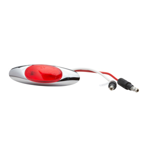 MicroNova® Stud-Mount 3" Oval LED Mrkr/Clrnc Light w/ Chrome Bezel - 0.180 Male Bullet, 12V (Red)