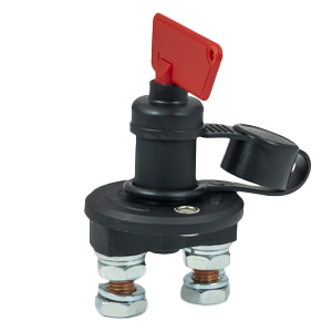 Compact Manual Disconnect Switch with Key and Rubber Cap – SPST, 2 Studs