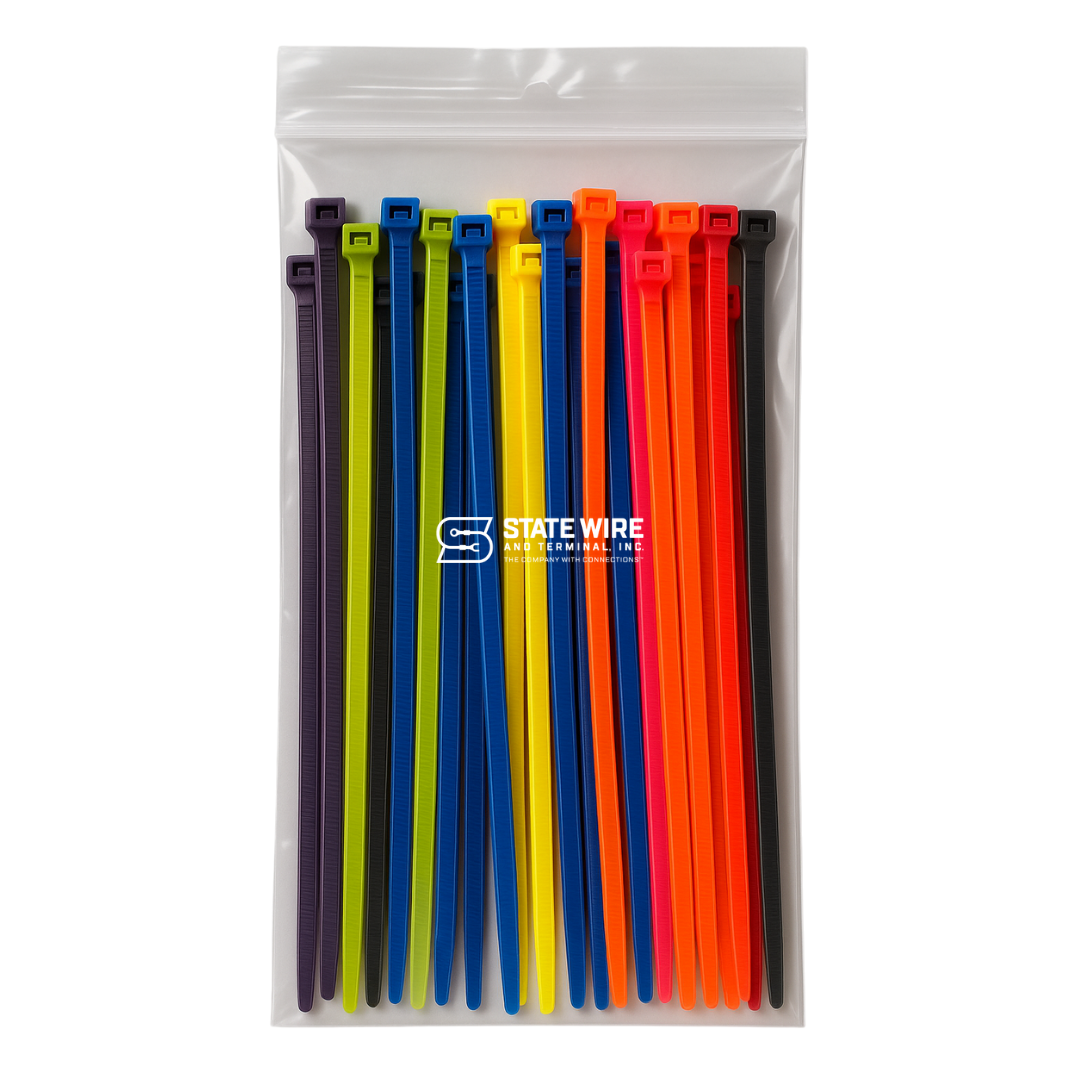 Nylon Cable Tie 11.25" – 50 lb Tensile Strength (Color Variety Pack)