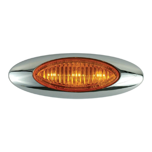 Panelite® Millenium® Surface-Mount 4-1/4" Oval LED Mrkr/Clrnc Light w/ Bezel - 3 Diodes, 0.180 Male Bullet, 12V (Amb)