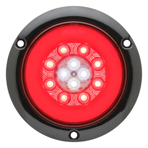Fusion® Recess Flange-Mount 5-1/2" Round LED Combo S/T/T Light - 24 Diodes, Dual 3-Pin/2-Pin Weathertight, 12V (Red)