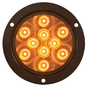 Flange-Mount 4-1/4" Round LED Park/Turn Signal Light - 10 Diodes, PL-3, 12V (Amb)