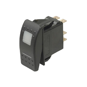 Illuminated Sealed Rocker Switch with White Lens – DPDT, On-On, 10 Blades