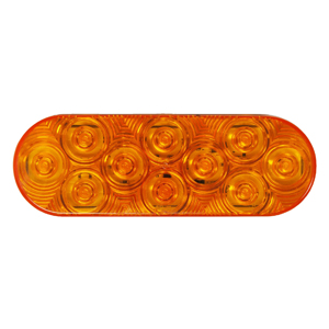 Grommet-Mount 6-1/2" Oval RH LED Strobe and Rear Turn Signal Light w/ Sync - 10 Diodes, AMP, 12-24V (Amb)