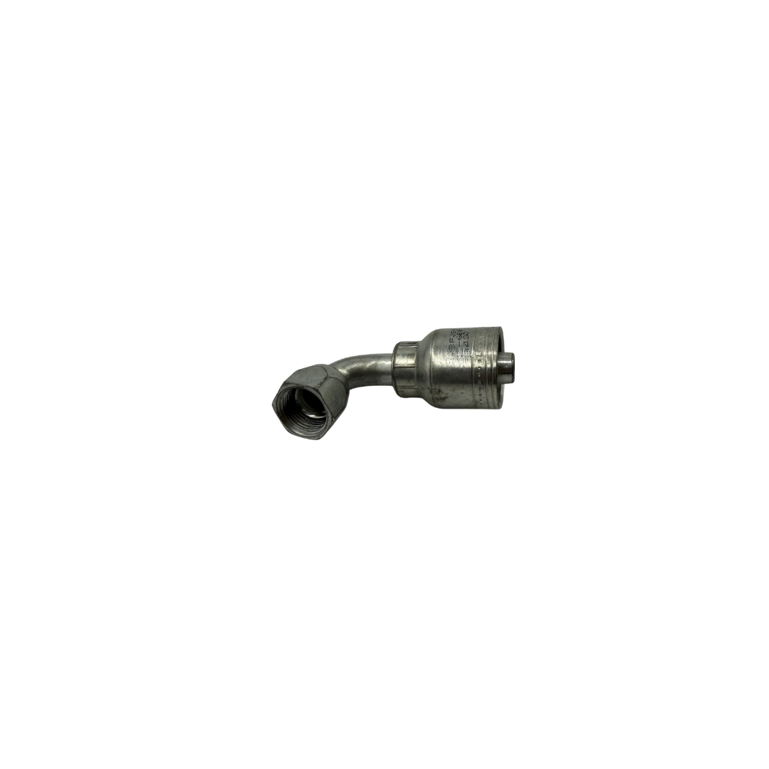 JIC 37° Female Swivel 90° Hydraulic Hose Elbow – 1/2" Hose x 3/4"-16 UNF, Zinc-Plated Steel