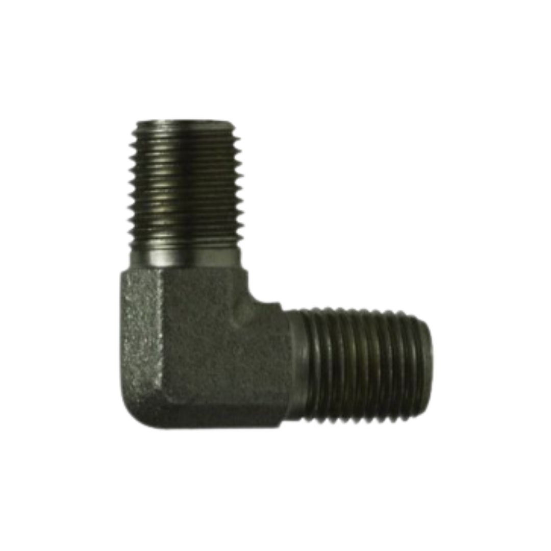 1/2" x 1/2" Steel 90° Male Pipe Elbow – NPT Threads, 1/2"-14, Heavy-Duty