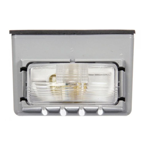 Snap-Fit 3" Rectangular Incandescent License Light Kit w/ Gray Bracket - PL-10, 12V (Wht)