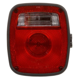 Three-Stud 6-3/4" Square LH Incandescent Combo Box Light w/ License Light - Packard, 12V (Red)