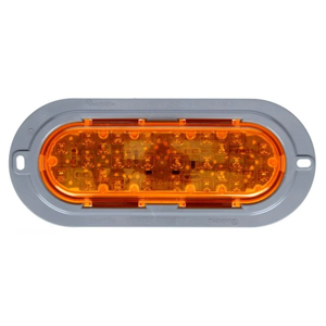 Flange-Mount 7-3/4" Oval LED Auxiliary Turn Signal Light - 26 Diodes, PL-3, Fit N' Forget S.S., 12V (Amb)