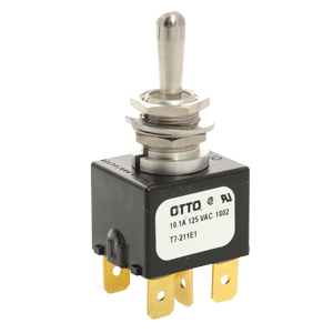 Momentary Toggle Switch – DPDT, (On)-Off-(On), 6 Blades