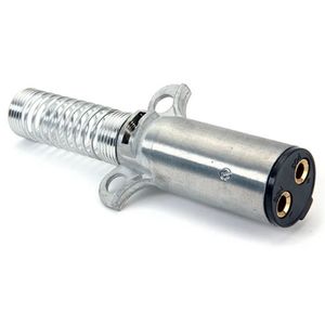 2-Way HD Zinc Diecast 200A Trailer Connector Plug w/ Cable Guard and Horizontal Pins