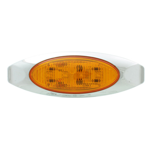 Stud-Mount 6-1/2" Oval LED Mrkr/Clrnc Light w/ Chrome Bezel - 4 Diodes, Plug-In (Amb)