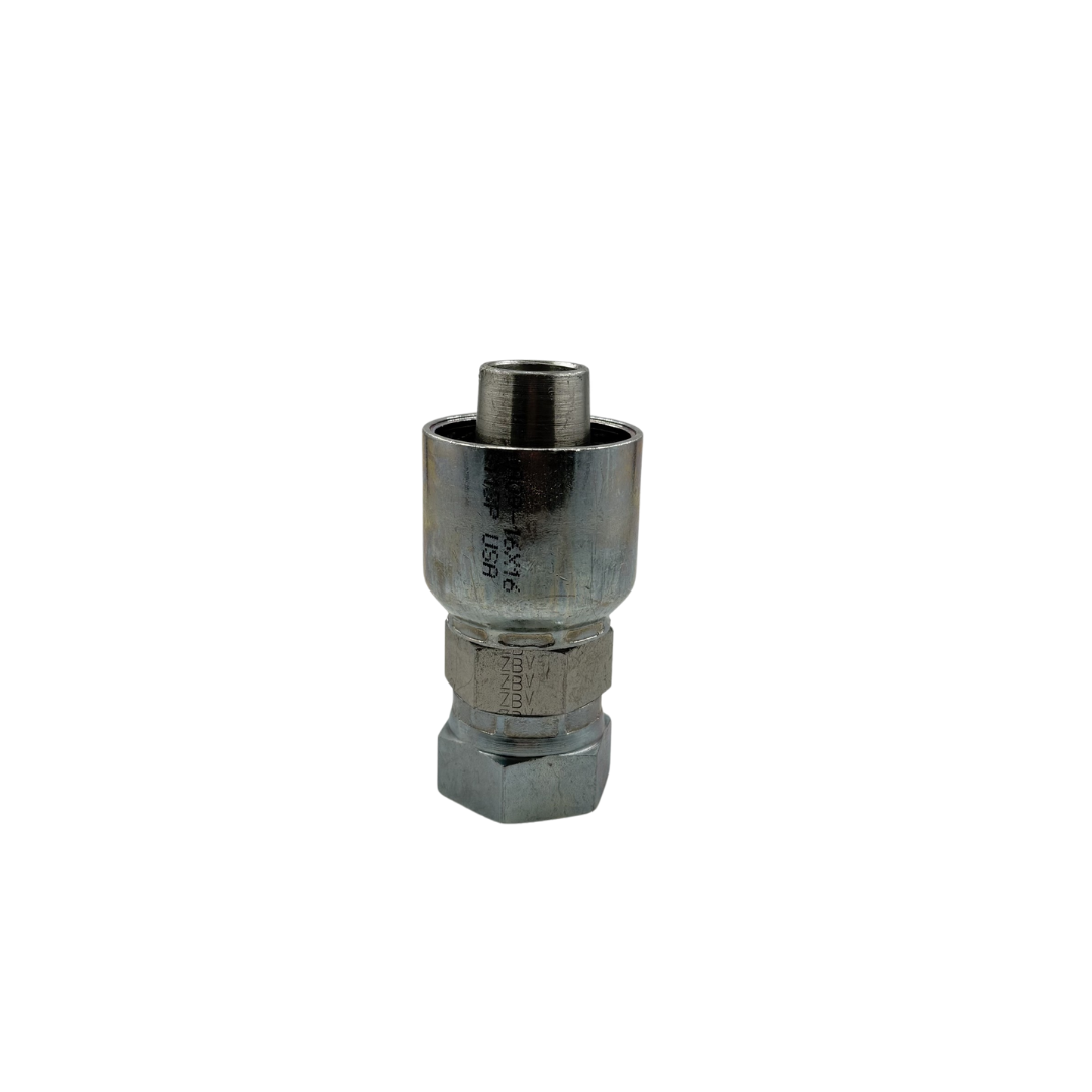 JIC 37° Female Swivel Hydraulic Hose Fitting – 1" Hose, 1-5/16"-12 Thread, Steel