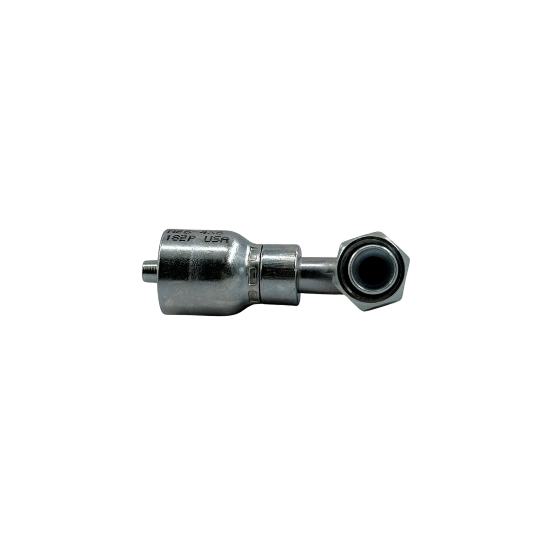 1/4" Hose x 9/16"-18 JIC 37° Female Swivel 90° Elbow – Hydraulic Hose End – Trivalent Zinc – Couplamatic A26 Series
