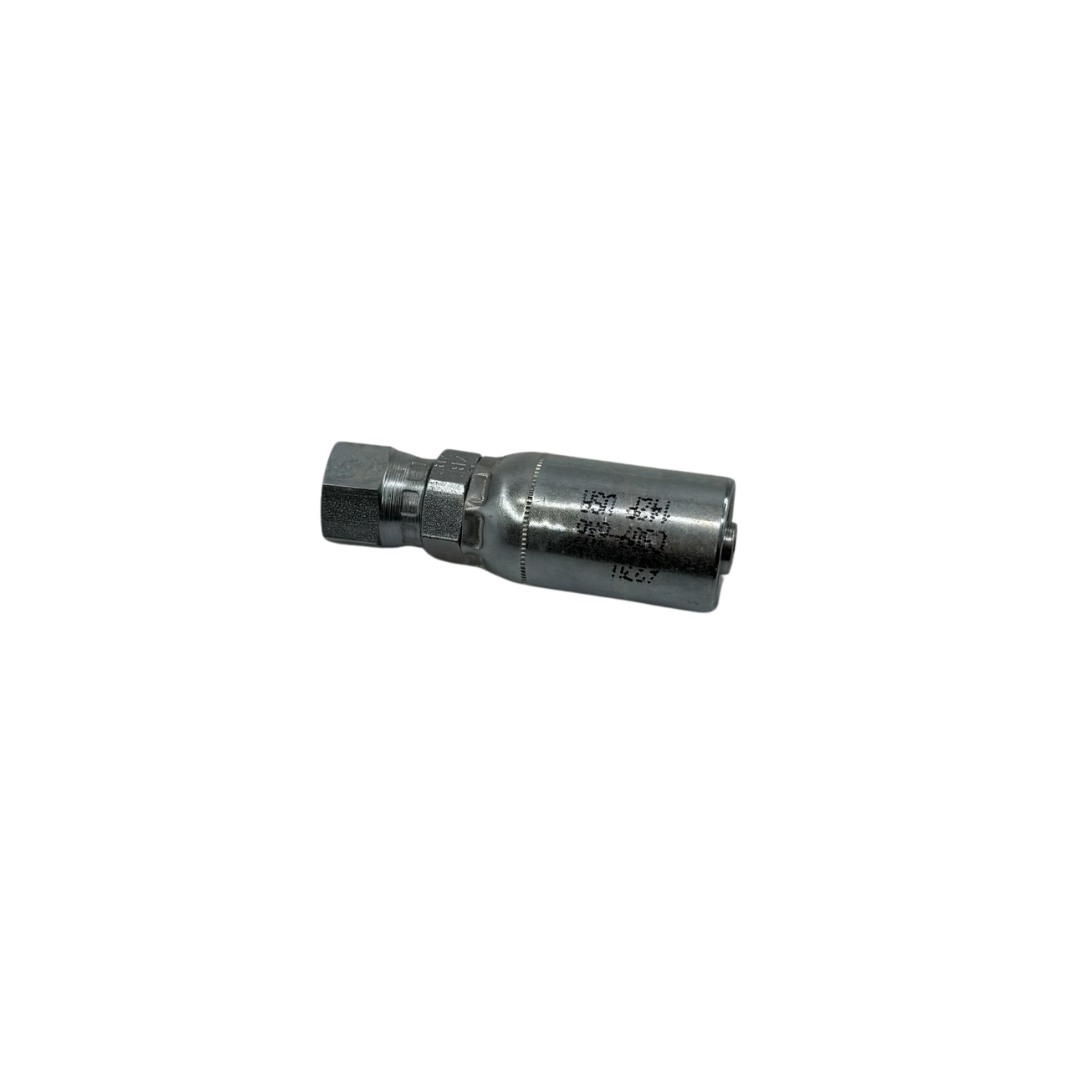 JIC 37° Female Solid Swivel – 3/8" Hydraulic Hose x 9/16"-18 Thread, Carbon Steel