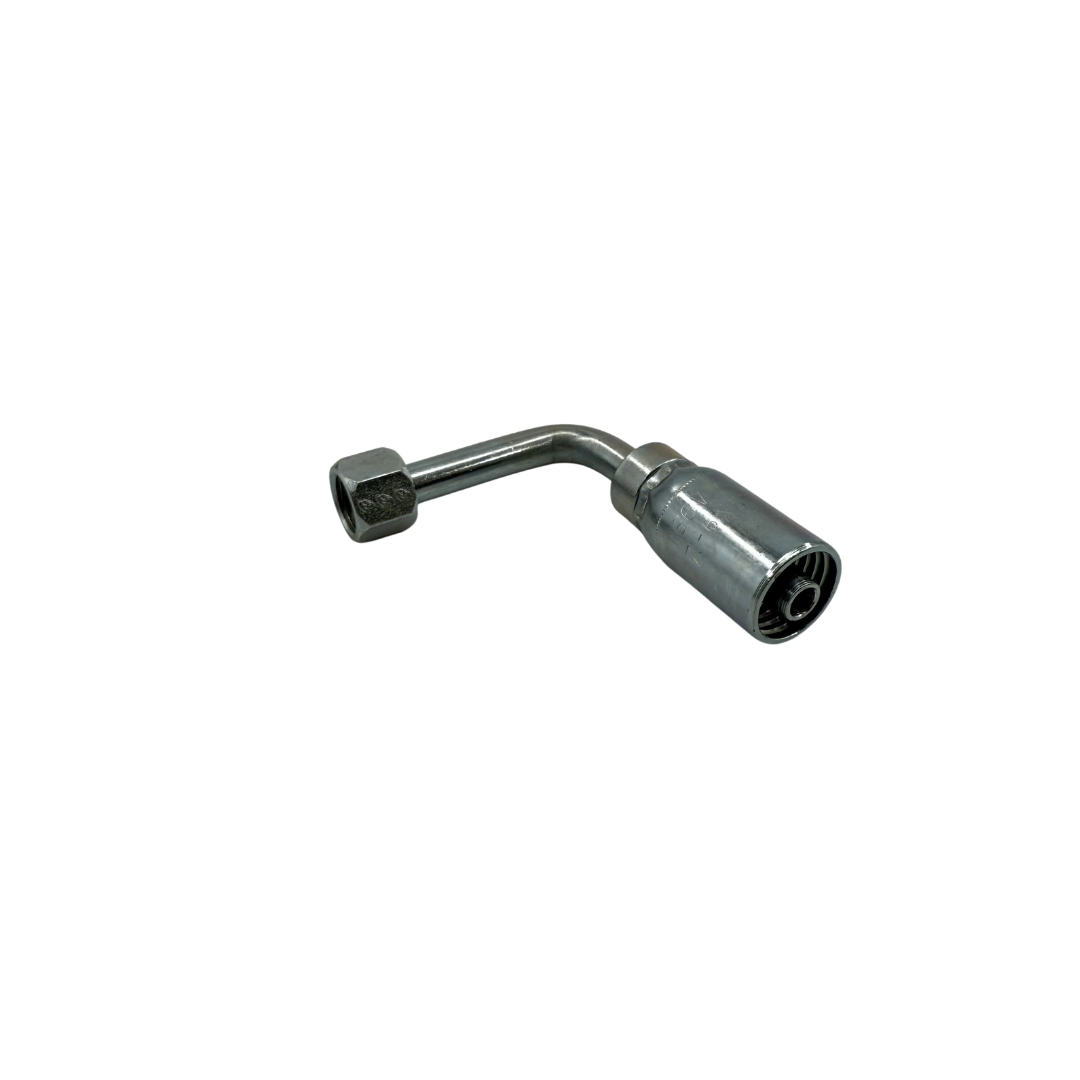 90° JIC 37° Female Swivel – Long Drop – 3/8" Hydraulic Hose x 9/16"-18 Thread, Carbon Steel
