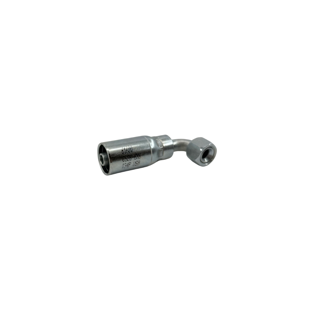 90° JIC 37° Female Swivel – 3/8" Hydraulic Hose x 9/16"-18 Thread, Carbon Steel