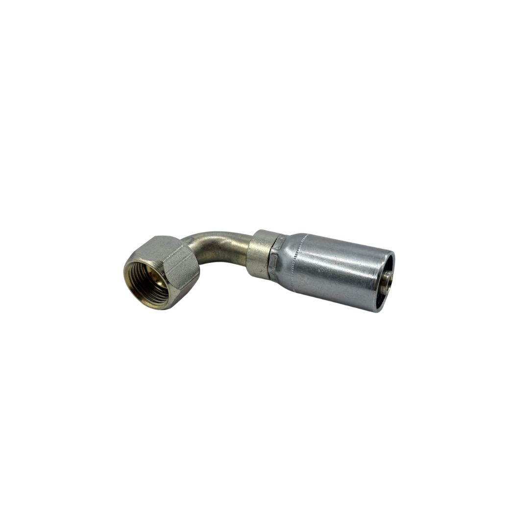 90° JIC 37° Female Swivel – 1/4" Hydraulic Hose x 7/16"-20 Thread, Carbon Steel