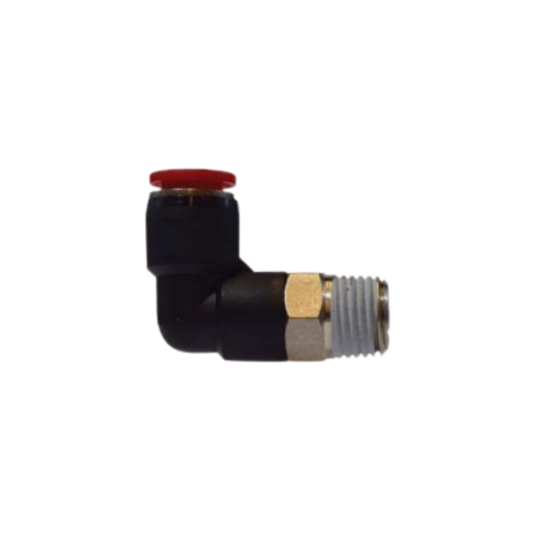 8mm x 3/8" BSPT Swivel Elbow Adapter – 90° Push-In Tube x BSPT Composite Fitting