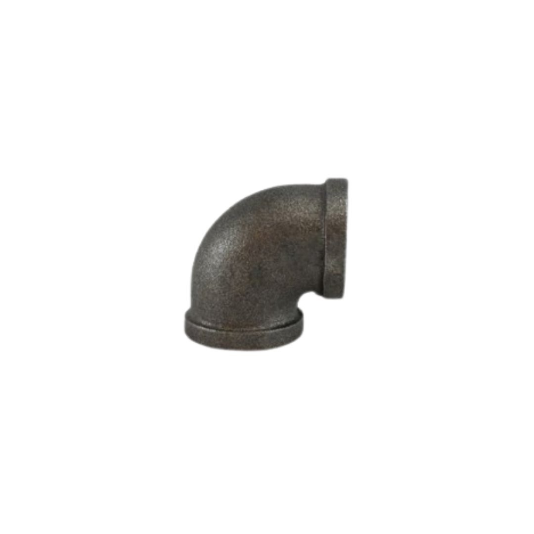 1-1/2" Black Pipe 90° Elbow – Female Thread, 150 lb Malleable Iron