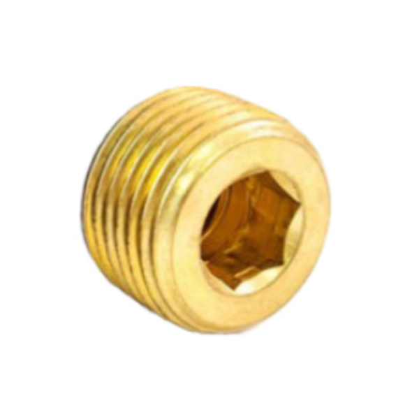 1/2" Brass Countersunk Hex Head Pipe Plug – Recessed, NPT Thread, Low-Profile
