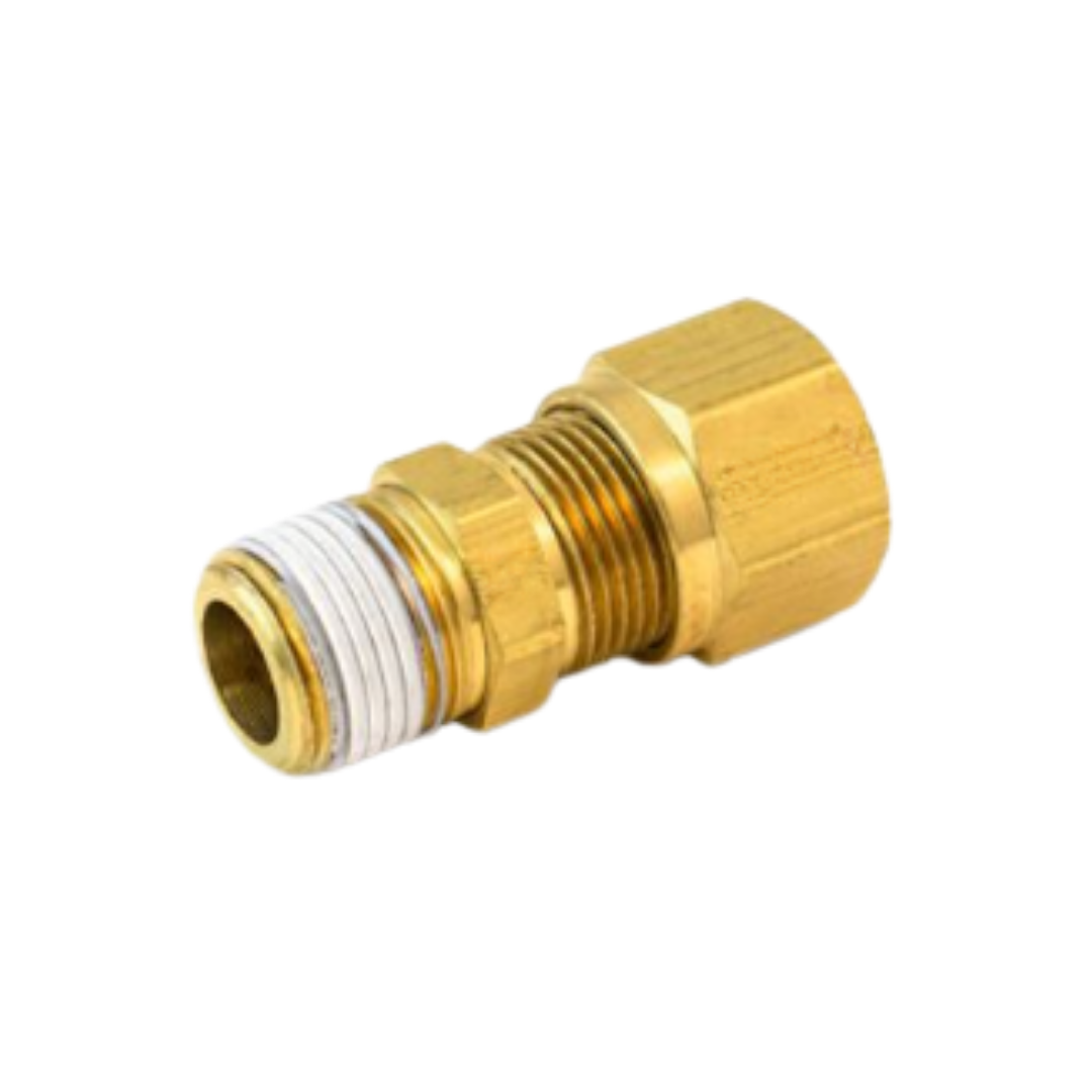 TRS-S768AB-4-2 Brass Male Connector, 1/4" Tube x 1/8" NPT, for Nylon Air Brake Tubing, -40°F to 200°F, 150 PSI