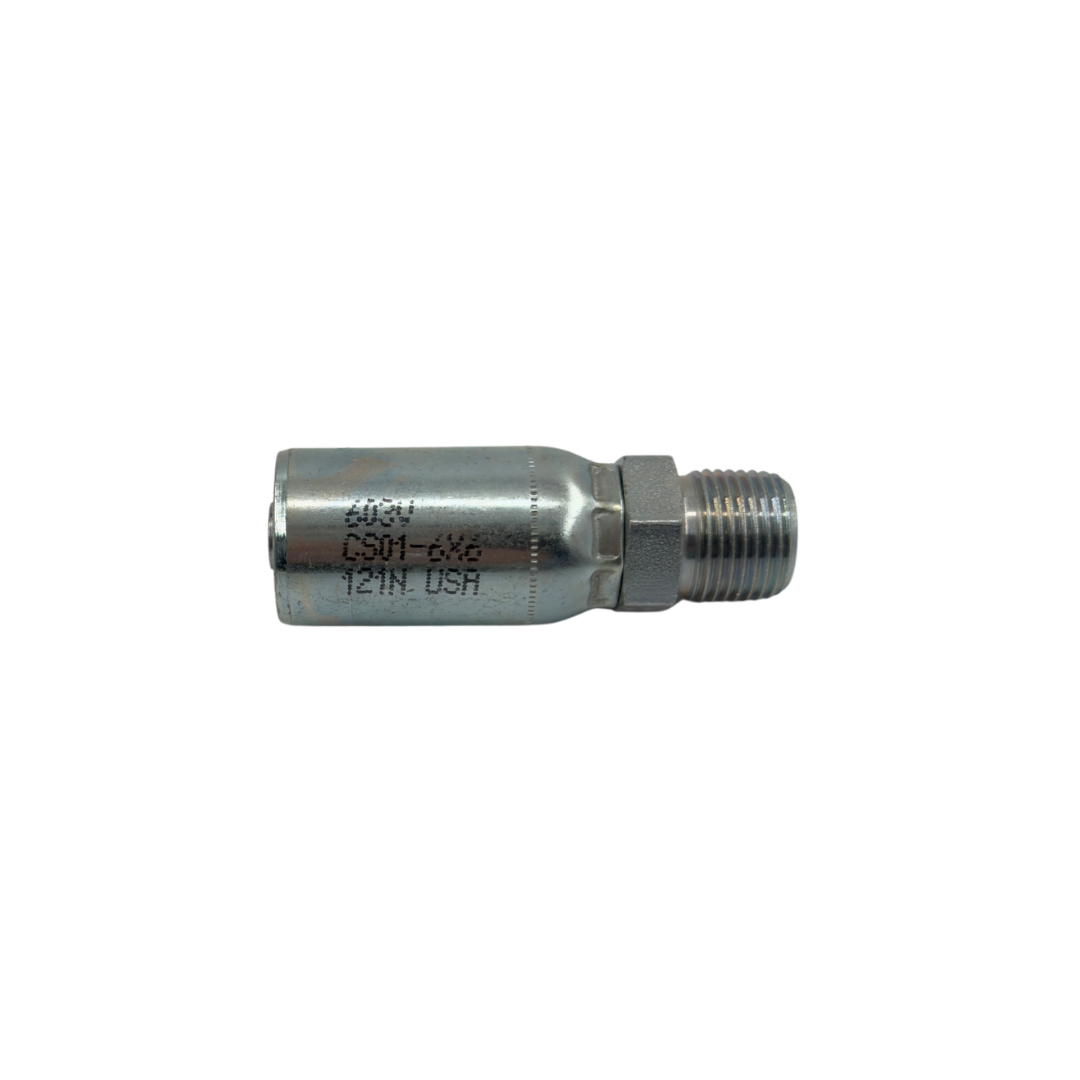 Male Pipe Rigid Hydraulic Adapter – 3/8" Hose x 3/8"-18 NPTF – Straight – Zinc-Plated