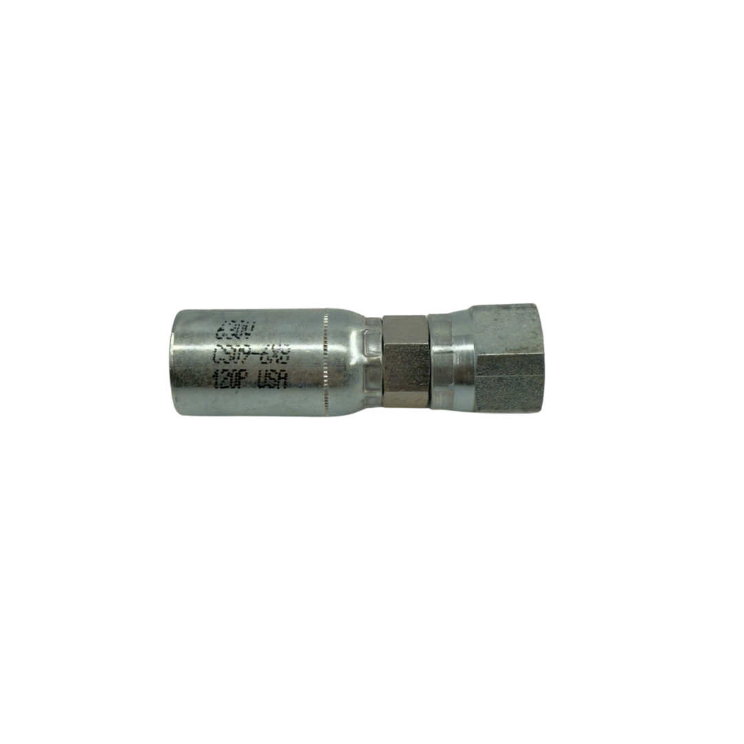 90° Female Swivel Hydraulic Adapter – ORF O-Ring Face Seal – 3/8" Hose x 3/8"-18 Pipe – Zinc-Plated