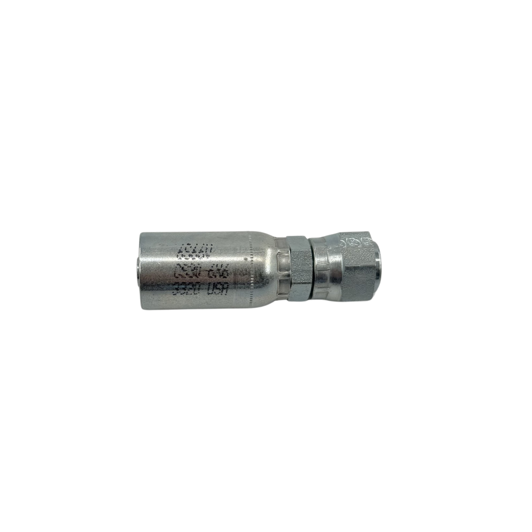 90° Female Swivel – JIC 37° – 1/4" Hydraulic Hose x 7/16"-20 Thread, Carbon Steel