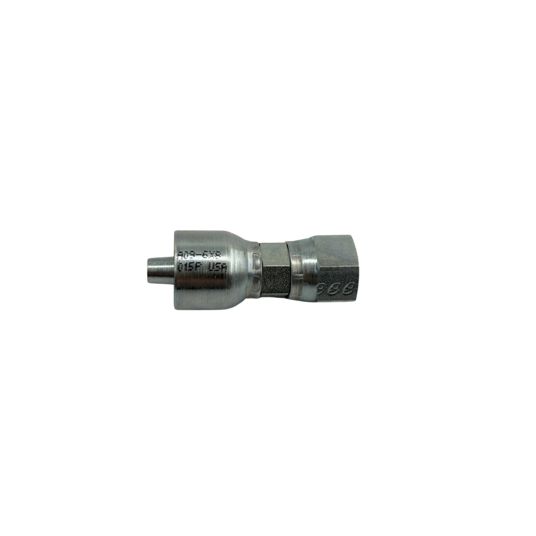 90° Female Swivel – JIC 37° – 3/8" Hydraulic Hose x 3/4"-16 Thread – Long Drop, Carbon Steel