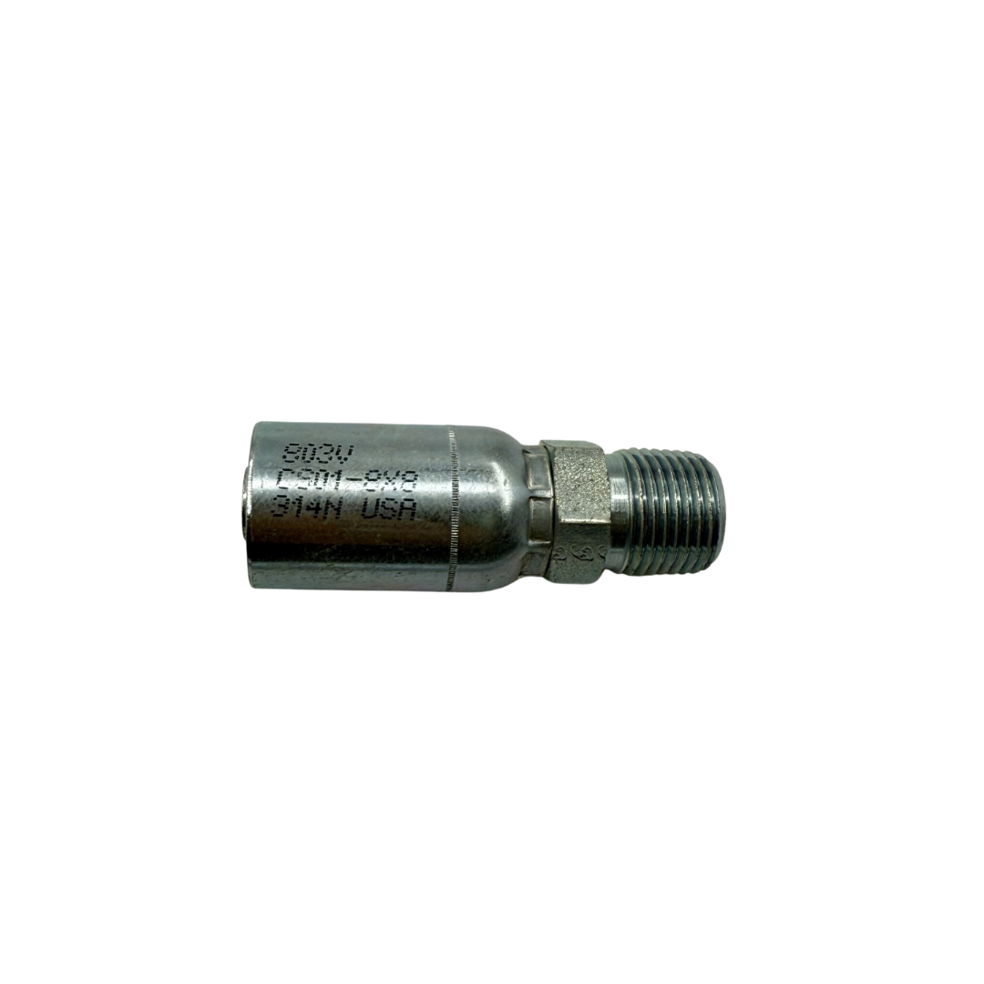 Male Pipe Rigid Hydraulic Adapter – 1/2" Hose x 1/2"-14 NPTF – Straight – Zinc-Plated