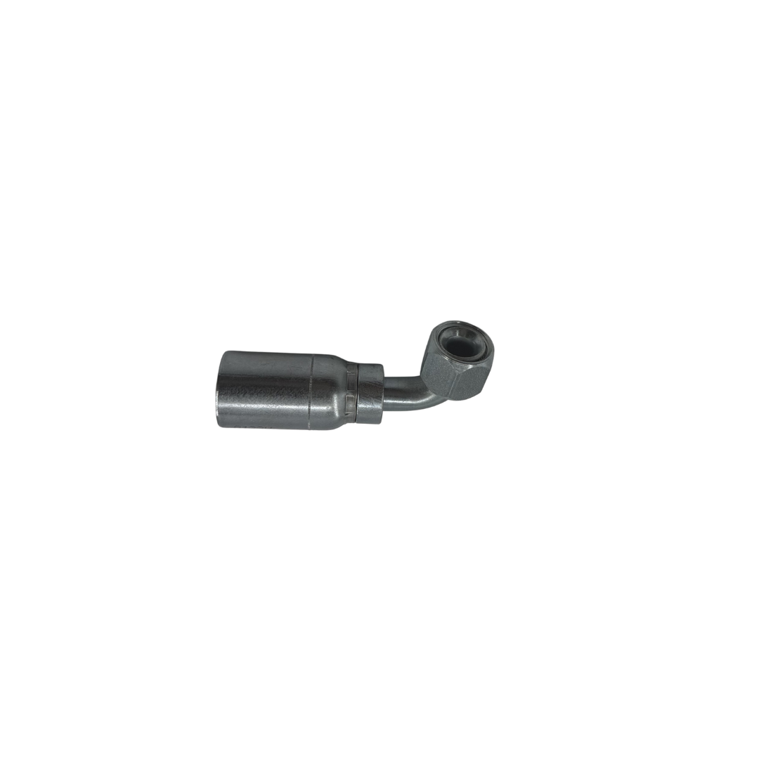90° Female Swivel – JIC 37° – 1/4" Hydraulic Hose x 7/16"-20 Thread – Carbon Steel