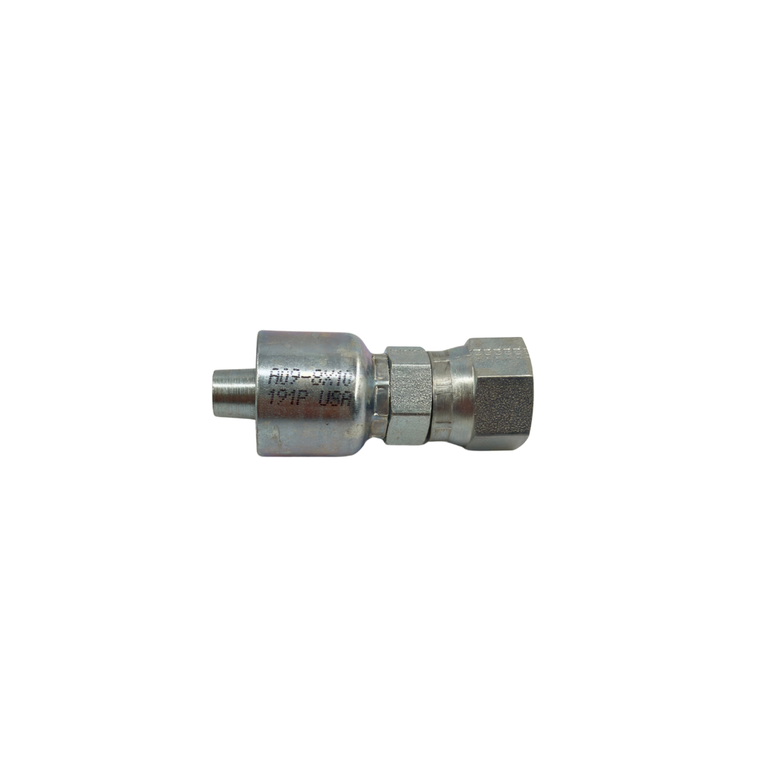 JIC 37° Female Swivel Hydraulic Adapter – 1/2" Hose x 7/8"-14 Thread – Straight – Zinc-Plated – A-Series –