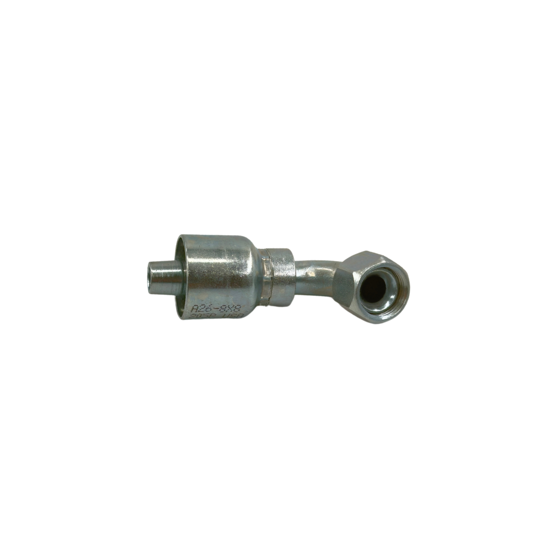 Hydraulic Hose Fitting – 90° Female Swivel Elbow – JIC/SAE Dual Seat – 1/2" Hose – 3/4"-16 Thread – A-Series – Trivalent Zinc Plated