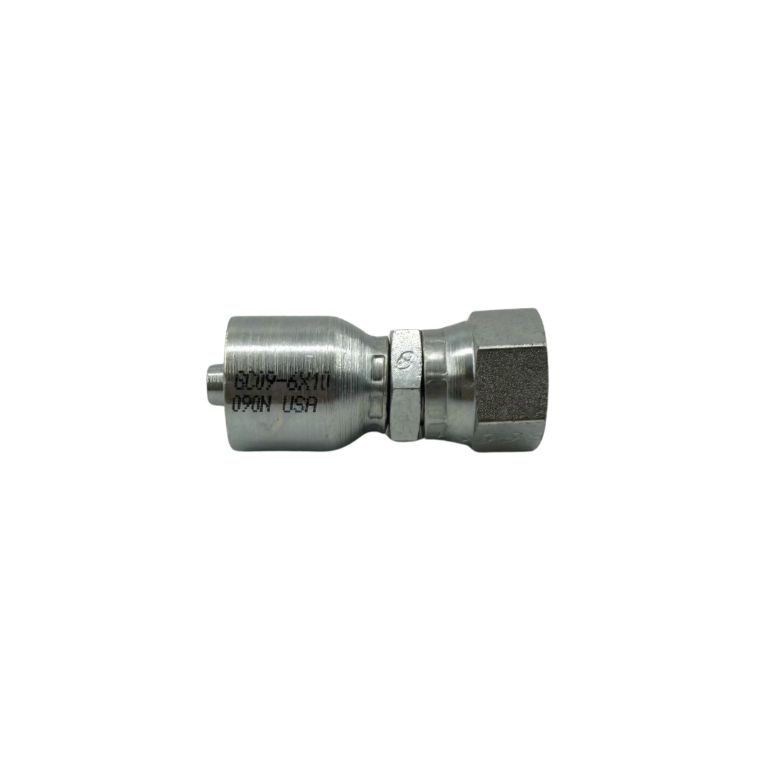 Hydraulic Hose Fitting – 90° Female Swivel Elbow – JIC 37° Flare / SAE Dual Seat – 1/2" Hose x 3/4"-16 Thread – A-Series – Trivalent Zinc Plated