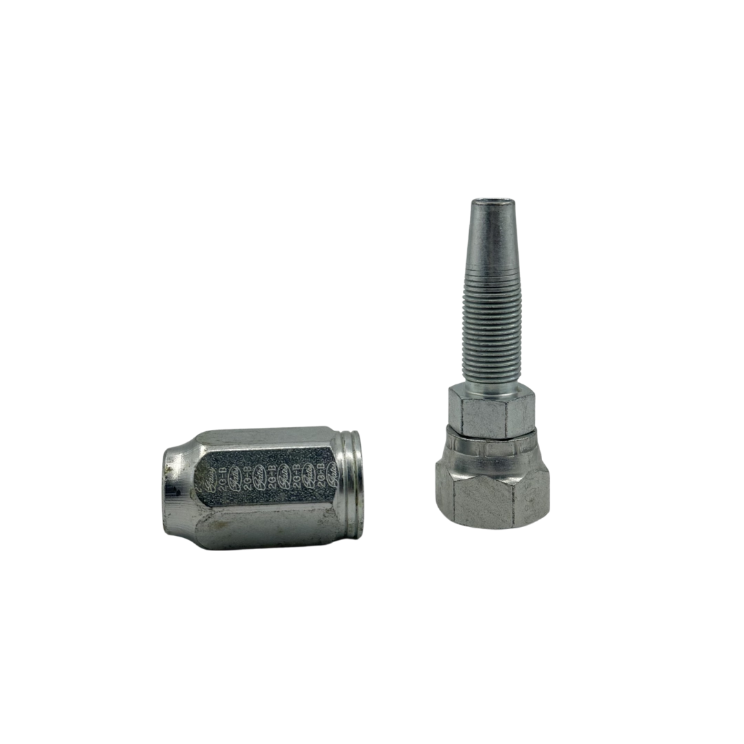 R2 Reusable JIC 37° Female Swivel Hydraulic Hose Fitting – 5/8" Hose x 7/8"-14 UNF, Trivalent Zinc-Plated