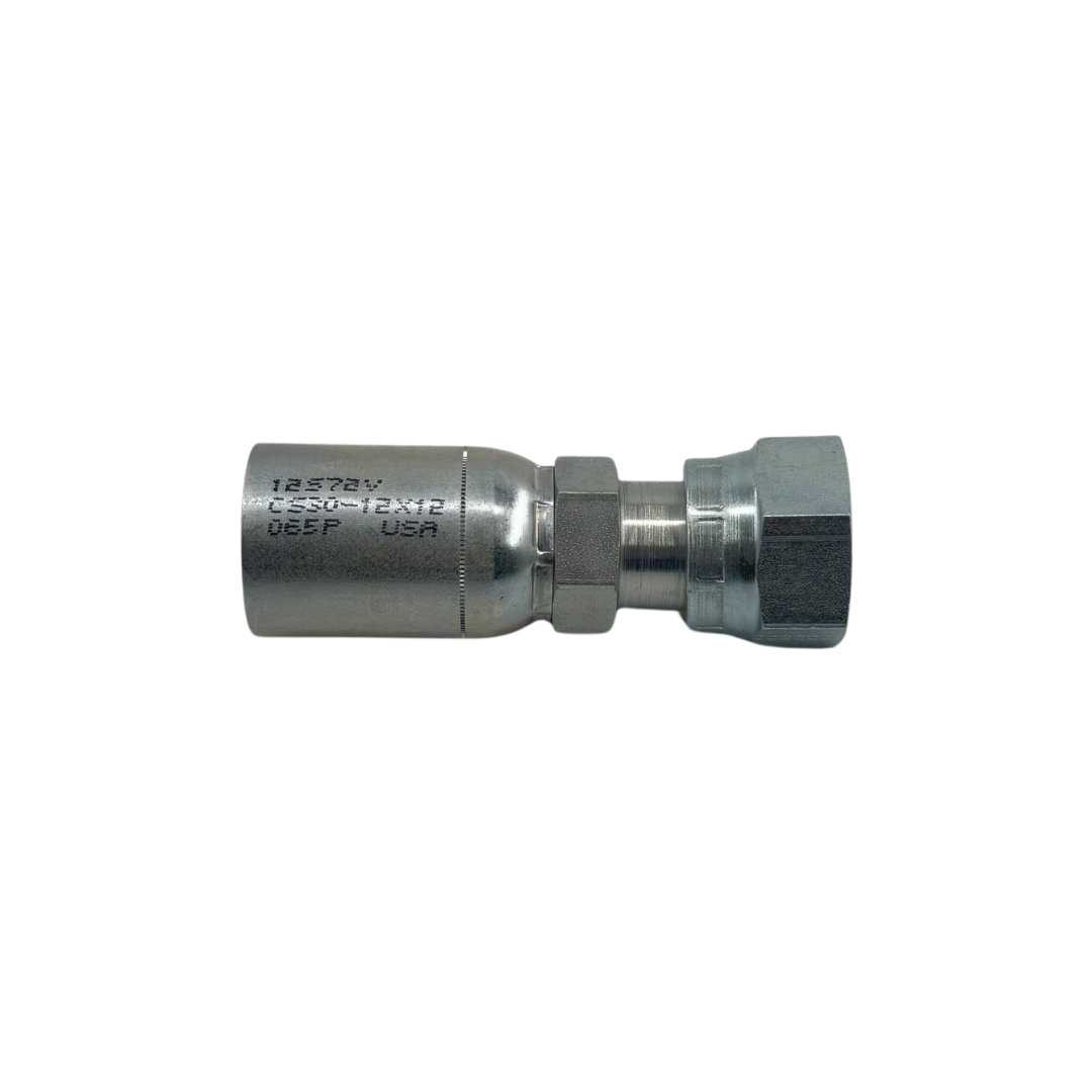 JIC 37° Female Swivel Hydraulic Adapter – 1" Hose x 1-5/8"-12 Thread – Straight – Zinc-Plated