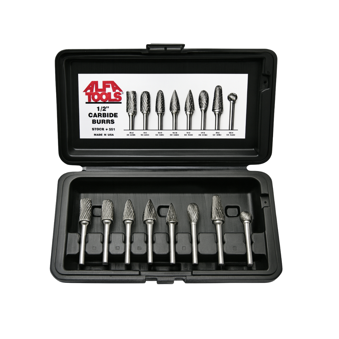 Alfa Tools B81TN 8-Piece TiN-Coated Carbide Burr Set
